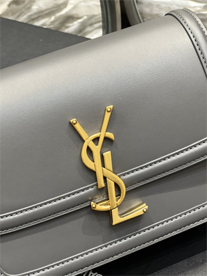 Y.S.L SOLFERINO SMALL SATCHEL IN BOX SAINT LAUREN Gold Tone Metal Grey Color