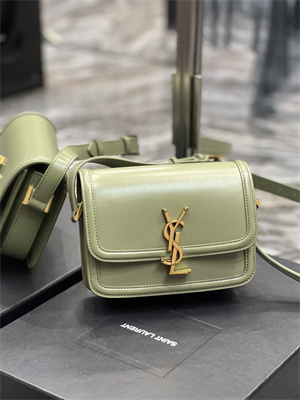 Y.S.L SOLFERINO SMALL SATCHEL IN BOX SAINT LAUREN Gold Tone Metal Avocado Green Color