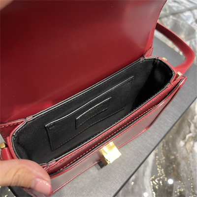 Y.S.L SOLFERINO SMALL SATCHEL IN BOX SAINT LAUREN Gold Tone Metal Burgundy Color