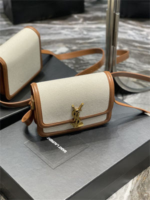 Y.S.L SOLFERINO SMALL SATCHEL IN Cotton Canvas and Leather Gold Tone Metal