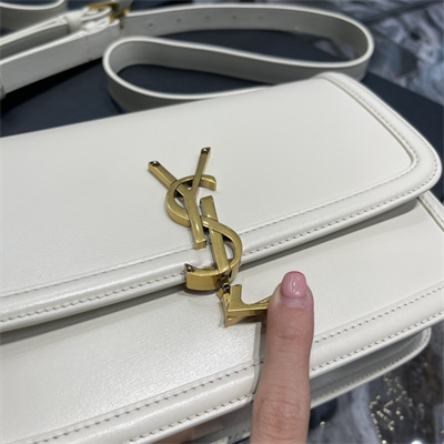 Y.S.L SOLFERINO MEDIUM SATCHEL IN BOX SAINT LAUREN Gold Tone Metal White Color