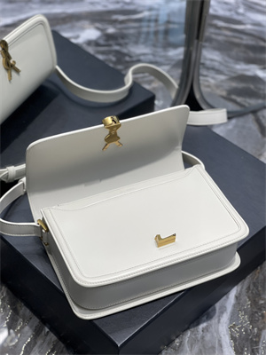 Y.S.L SOLFERINO MEDIUM SATCHEL IN BOX SAINT LAUREN Gold Tone Metal White Color