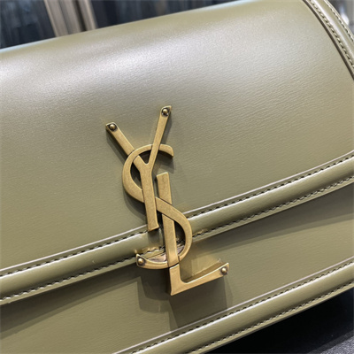 Y.S.L SOLFERINO MEDIUM SATCHEL IN BOX SAINT LAUREN Gold Tone Metal Olive Green Color