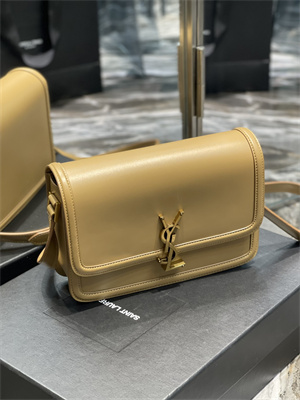 Y.S.L SOLFERINO MEDIUM SATCHEL IN BOX SAINT LAUREN Gold Tone Metal Dk Beige Color