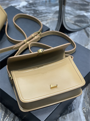 Y.S.L SOLFERINO MEDIUM SATCHEL IN BOX SAINT LAUREN Gold Tone Metal Dk Beige Color