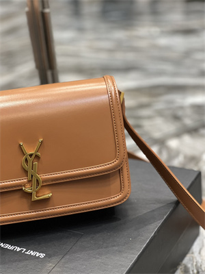 Y.S.L SOLFERINO MEDIUM SATCHEL IN BOX SAINT LAUREN Gold Tone Metal Brown Color