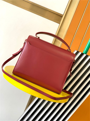 Y.S.L CASSANDRA MEDIUM TOP HANDLE BAG IN BOX SAINT LAUREN Gold Tone Metal Burgundy Color