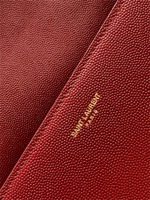 Y.S.L CASSANDRA MEDIUM TOP HANDLE BAG IN DE POUDRE EMBOSSED LEATHER Gold Tone Metal Burgundy Color