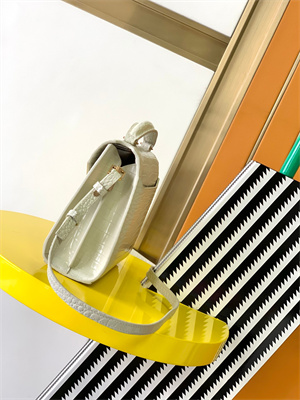 Y.S.L CASSANDRA MINI TOP HANDLE BAG IN CROCODILE EMBOSSED LEATHER Gold Tone Metal White Color