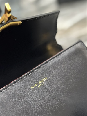 Y.S.L CASSANDRA MINI TOP HANDLE BAG IN BOX SAINT LAUREN Gold Tone Metal Black Color