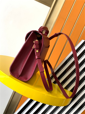 Y.S.L CASSANDRA MINI TOP HANDLE BAG IN DE POUDRE EMBOSSED LEATHER Gold Tone Metal Burgundy Color