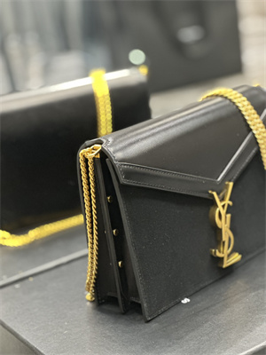Y.S.L CASSANDRA CHAIN BAG IN BOX SAINT LAUREN Gold Tone Metal Black Color