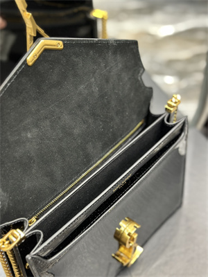 Y.S.L CASSANDRA CHAIN BAG IN PATENT LEATHER Gold Tone Metal Black Color