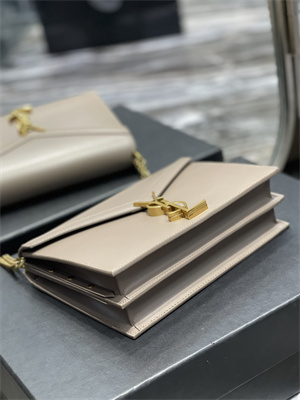 Y.S.L CASSANDRA CHAIN BAG IN BOX SAINT LAUREN Gold Tone Metal Dove Grey Color