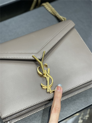 Y.S.L CASSANDRA CHAIN BAG IN BOX SAINT LAUREN Gold Tone Metal Dove Grey Color