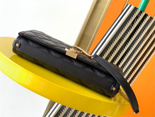 Y.S.L BECKY CHAIN WALLET IN Black QUILTED LAMBSKIN Gold Tone Metal