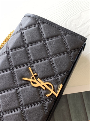 Y.S.L BECKY CHAIN WALLET IN Black QUILTED LAMBSKIN Gold Tone Metal