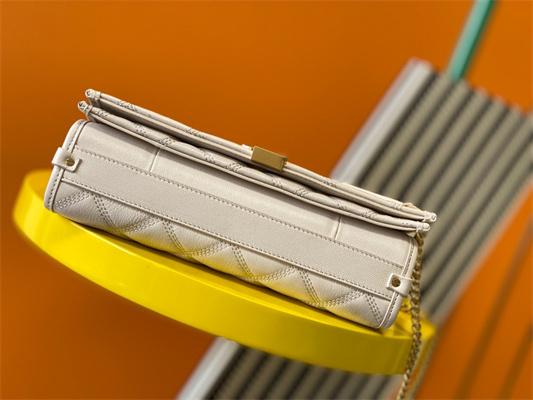 Y.S.L BECKY SMALL CHAIN BAG IN White QUILTED LAMBSKIN Gold Tone Metal