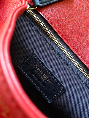 Y.S.L BECKY SMALL CHAIN BAG IN Red QUILTED LAMBSKIN Gold Tone Metal