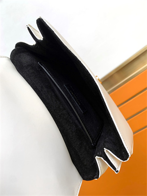 Y.S.L CHARLIE MEDIUM SHOULDER BAG White Smooth Leather Gold Tone Metal