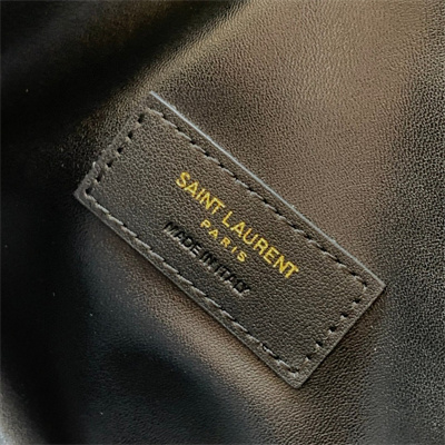 Y.S.L GABBY ZIPPED POUCH IN QUILTED LAMBSKIN Black Color Gold Tone Metal