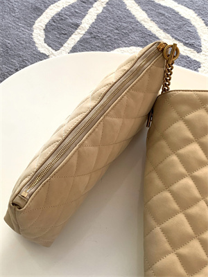 Y.S.L ICARE MAXI SHOPPING BAG IN QUILTED LAMBSKIN Beige Color Gold Tone Metal
