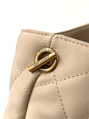 Y.S.L ICARE MAXI SHOPPING BAG IN QUILTED LAMBSKIN Beige Color Gold Tone Metal