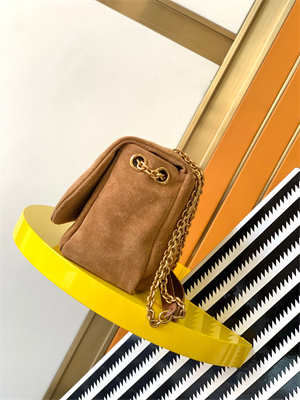 Y.S.L JAMIE 4.3 SMALL BAG IN SUEDE Brown Color Gold Tone Metal