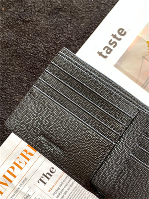 Y.S.L PARIS EAST/WEST WALLET IN GRAIN DE POUDRE EMBOSSED LEATHER Black Color