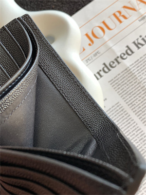 Y.S.L PARIS EAST/WEST WALLET IN GRAIN DE POUDRE EMBOSSED LEATHER Black Color