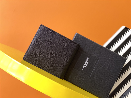 Y.S.L CASSANDRE EAST/WEST WALLET IN GRAIN DE POUDRE EMBOSSED LEATHER Black Color