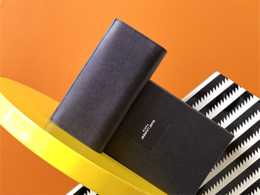 Y.S.L CASSANDRA CONTINENTAL WALLET IN GRAIN DE POUDRE EMBOSSED LEATHER Black Color