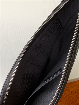 Y.S.L CASSANDRA MATELASS?? TABLET POUCH IN QUILTED LEATHER Black Color Silver Tone Metal