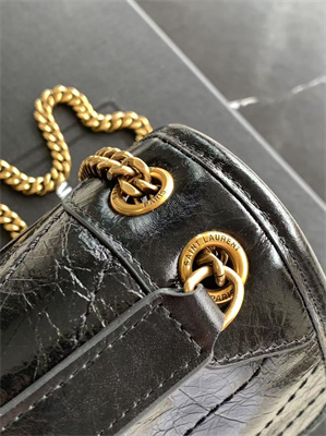 Y.S.L NIKI BABY In Vintage Leather Black-Gold Color