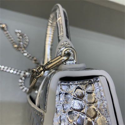 Women’s Hourglass Mini Bag Crocodile Embossed In Silver