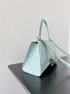 Women’s Hourglass Small Handbag Crocodile Embossed In Mint Blue