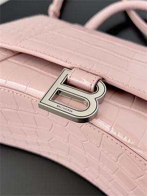 Women’s Hourglass Small Handbag Crocodile Embossed In Ice Pink