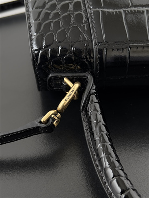 Women’s Hourglass Small Handbag Crocodile Embossed In Black-Gold