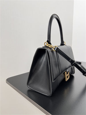 Women’s Hourglass Small Handbag Shiny Box Calfskin In Black