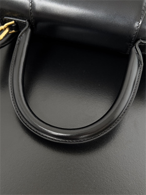 Women’s Hourglass Small Handbag Shiny Box Calfskin In Black