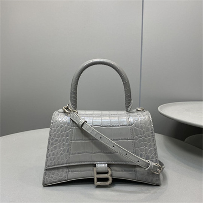 Women’s Hourglass Small Handbag Crocodile Embossed In Grey