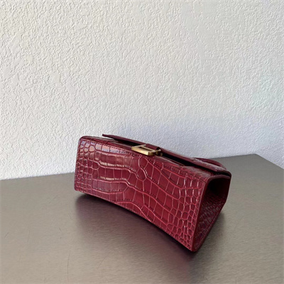Women’s Hourglass Small Handbag Crocodile Embossed In Burgundy