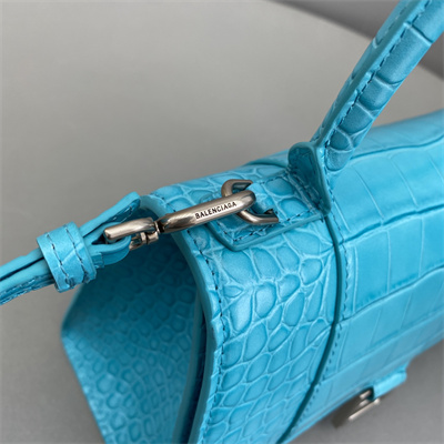 Women’s Hourglass Small Handbag Crocodile Embossed In Blue
