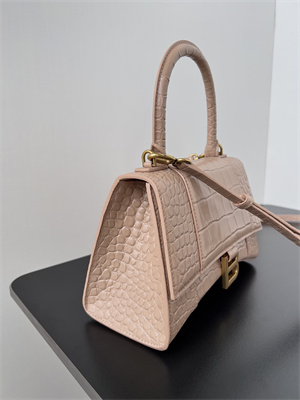 Women’s Hourglass Small Handbag Crocodile Embossed In Nude Pink