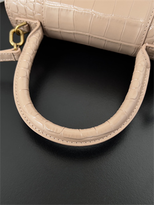 Women’s Hourglass Small Handbag Crocodile Embossed In Nude Pink