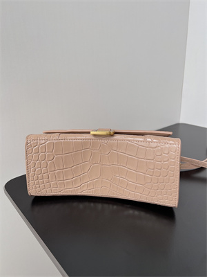 Women’s Hourglass Small Handbag Crocodile Embossed In Nude Pink