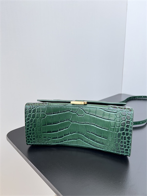 Women’s Hourglass Small Handbag Crocodile Embossed In Dk Green