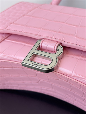 Women’s Hourglass Small Handbag Crocodile Embossed In Peach Pink