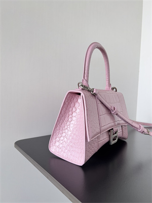 Women’s Hourglass Small Handbag Crocodile Embossed In Rose Pink