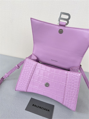 Women’s Hourglass Small Handbag Crocodile Embossed In Lt Purple